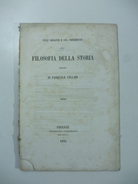 Sull'origine e sul progresso della filosofia della storia. Saggio