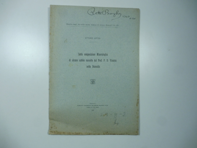 Sulla composizione mineralogica di alcune sabbie raccolte dal Prof. P. …