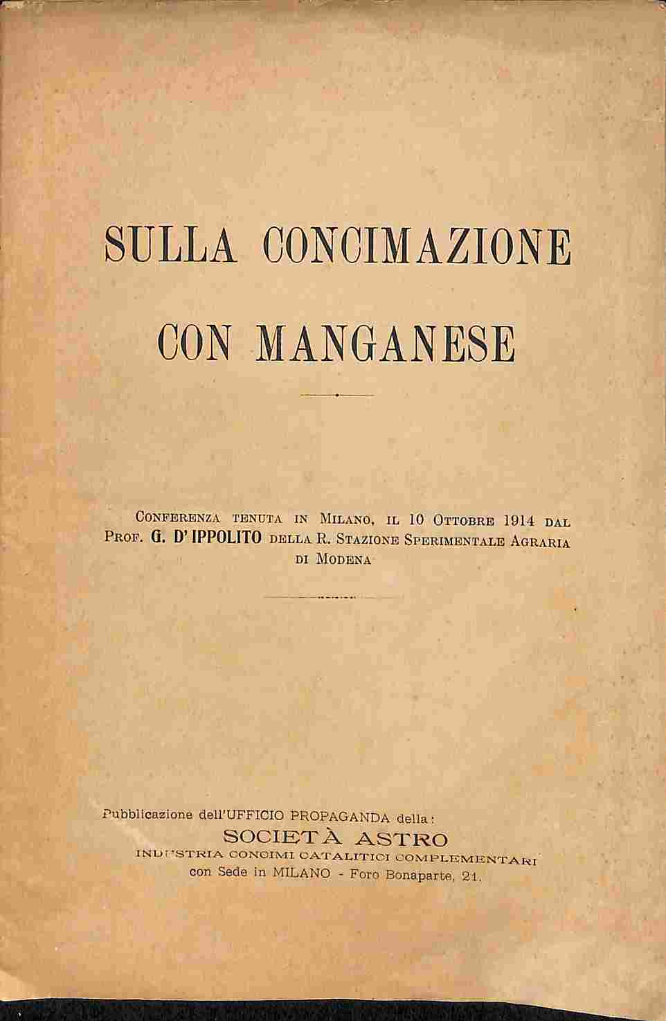 Sulla concimazione con manganese