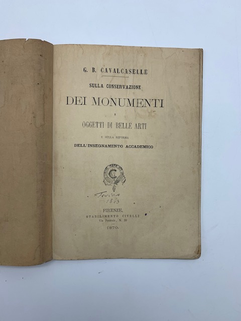 Sulla conservazione dei monumenti e oggetti di belle arti e …