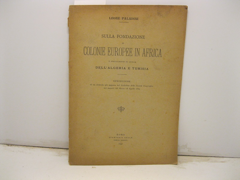 Sulla fondazione di colonie europee in Africa e specialmente su …