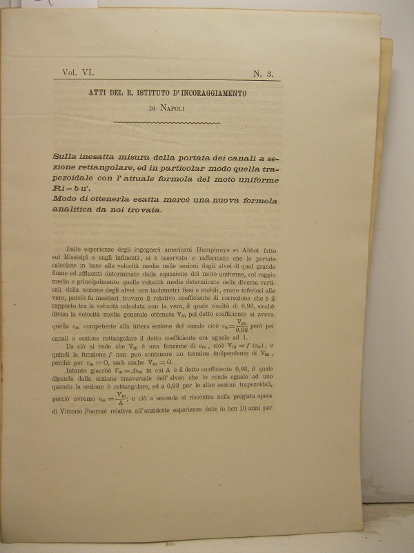 Sulla inesatta misura della portata dei canali a sezione rettangolare …
