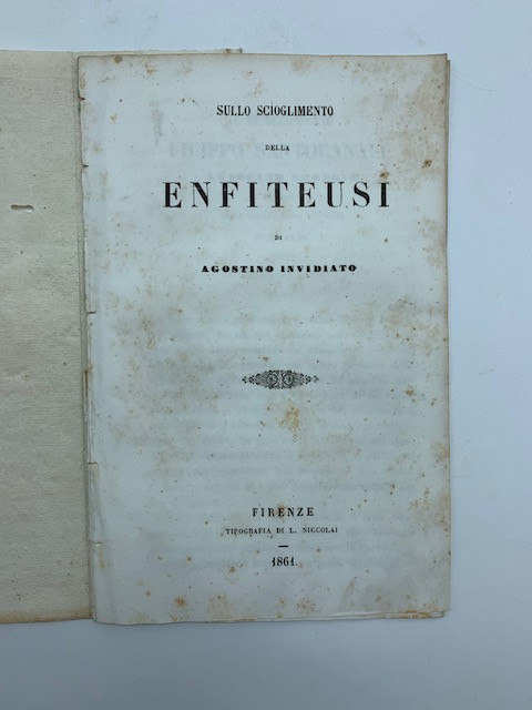 Sullo scioglimento della enfiteusi