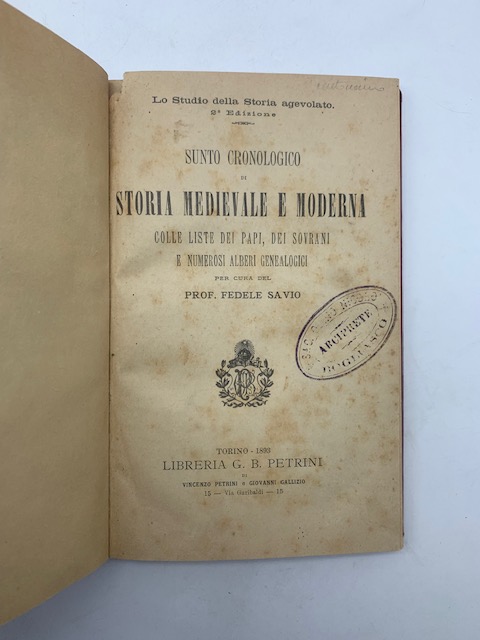 Sunto cronologico di storia medievale e moderna colle liste dei …