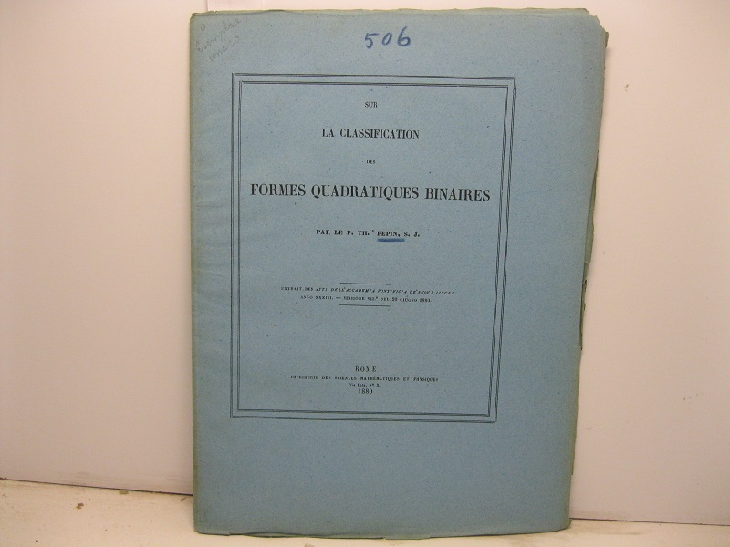 Sur la classification des formes quadratiques binaires. Extrait des Atti …