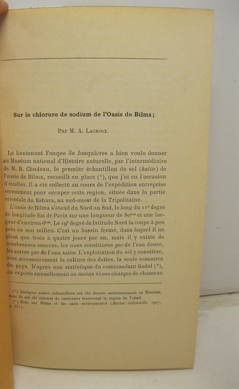 Sur le chlorure de sodium de l'Oasis de Bilma; SEGUE …