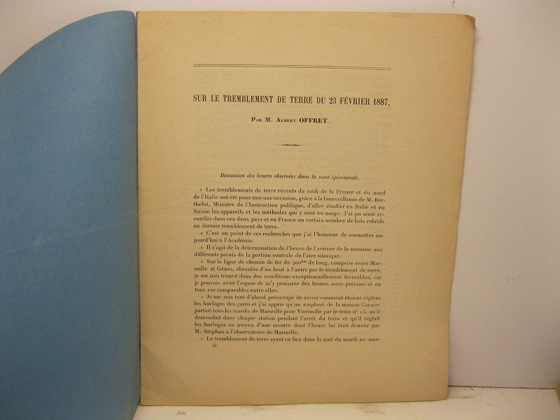 Sur le tremblement de terre du 23 fevrier 1887