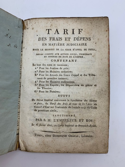 Tarif des frais et depens en matiere judiciaire pour le …