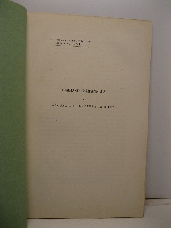 Tommaso Campanella e alcune sue lettere inedite