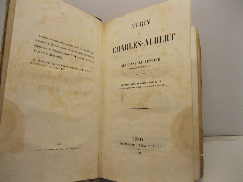 Turin et Charles - Albert Ouvrage orne' de quatre portraits …