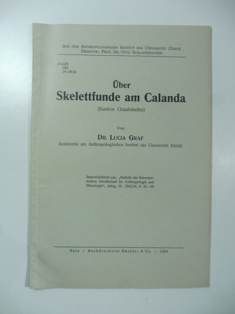 Uber Skelettfunde am Calanda (Kanton Graubunden)