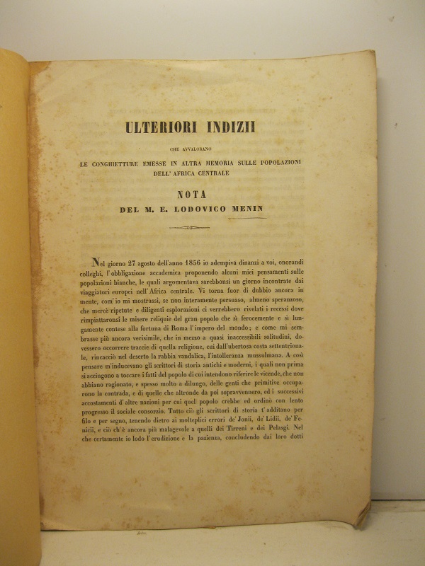 Ulteriori indizi che avvalorano le conghietture (sic) emesse in altra …