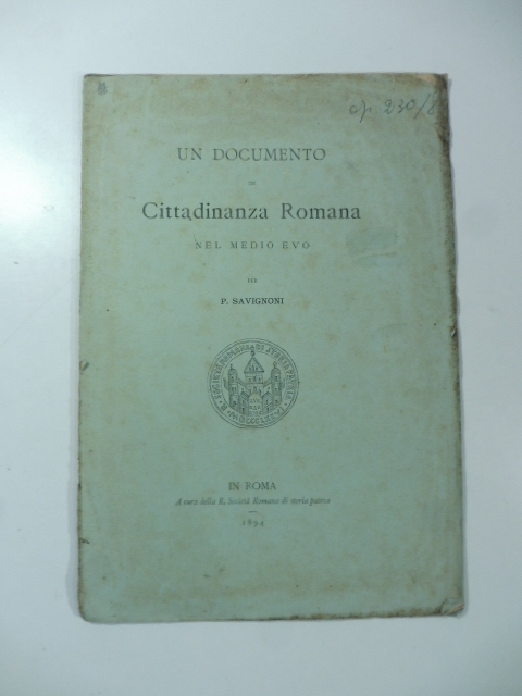 Un documento di cittadinanza romana nel Medio Evo