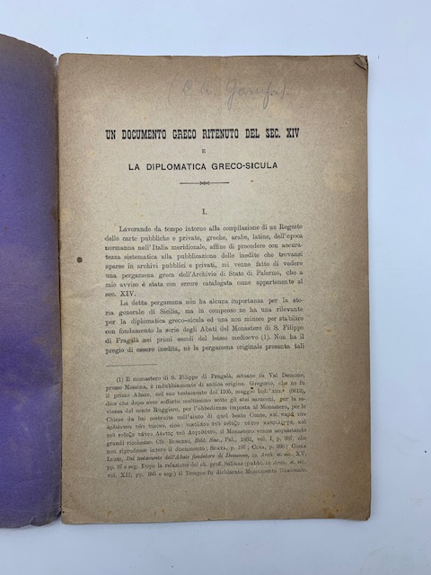 Un documento greco ritenuto del sec. XIV e la diplomatica …