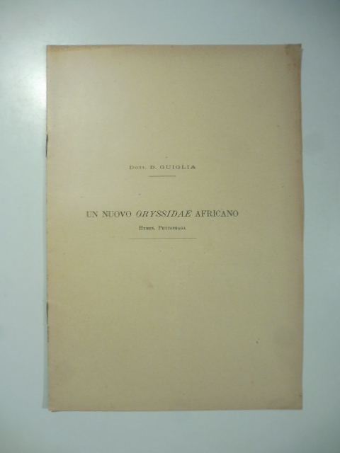 Un nuovo oryssidae afracano. Hymen. Phytophaga