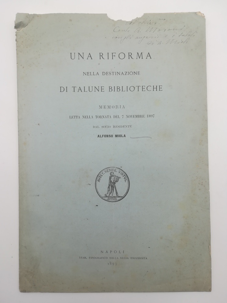 Una riforma nella destinazione di talune biblioteche. Memoria