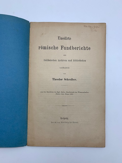 Unedirte romische Fundberichte aus italianischen Archiven und Bibliotheken