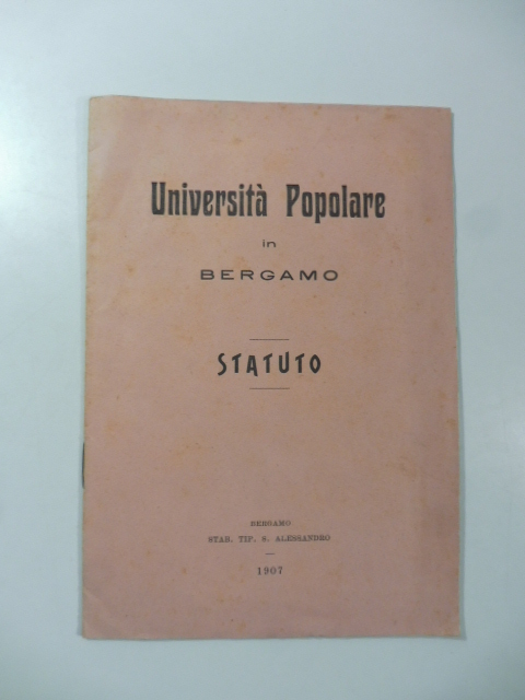 Universita' popolare in Bergamo. Statuto