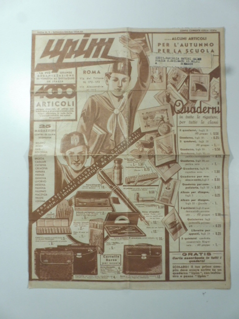 Upim. .Alcuni articoli per l'autunno per la scuola. Listino n.5. …