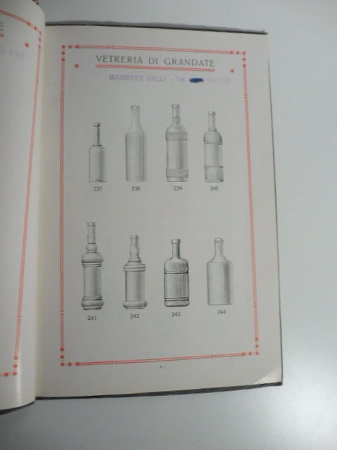 Vetreria di Grandate. Bottiglie per liquori e tipi diversi