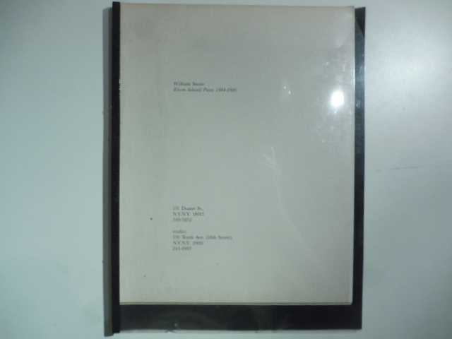 William Stone. Eleven selected pieces 1984 - 1986