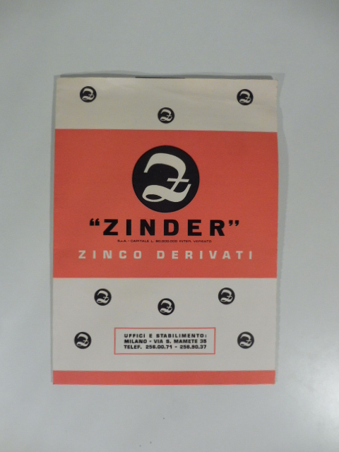 Zinder. Zinco derivati. Pieghevole pubblicitario