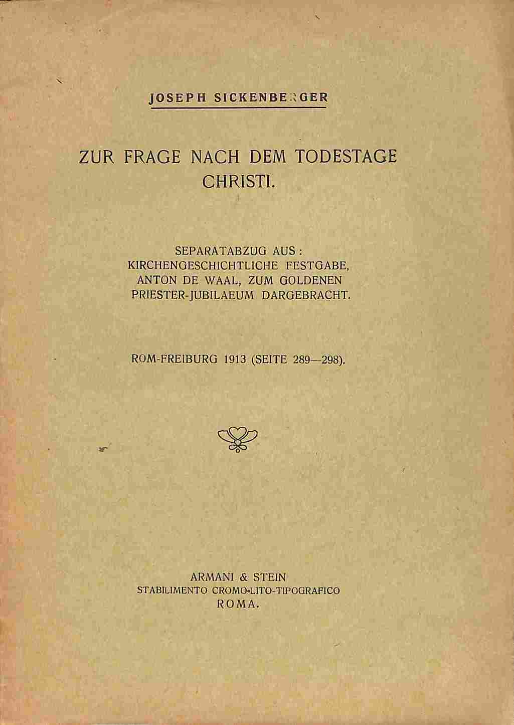 Zur frage nach dem todestage Christi