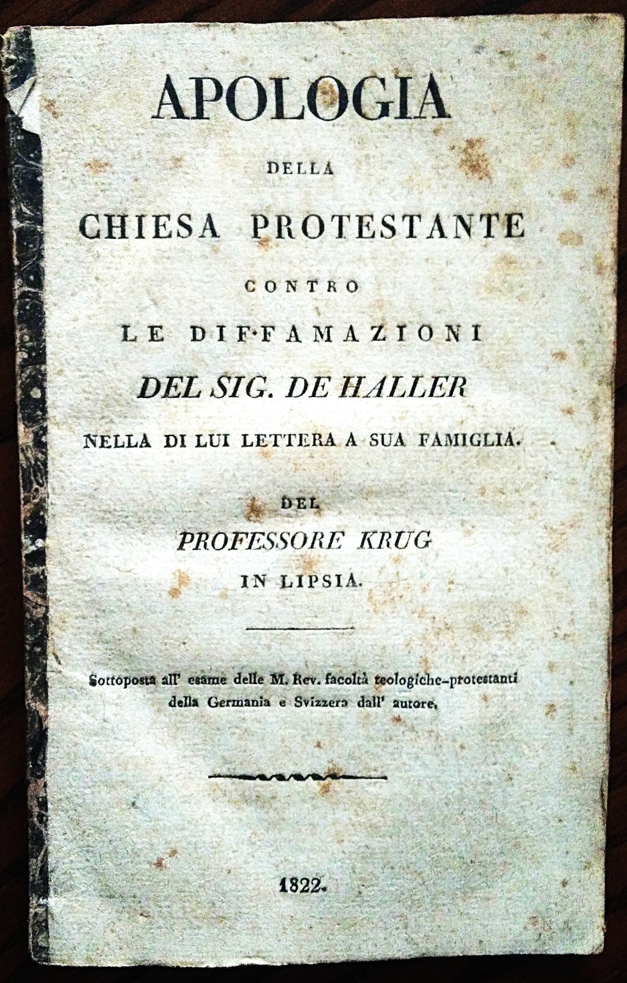 Apologia della Chiesa protestante contro le diffamazioni del sig. De …