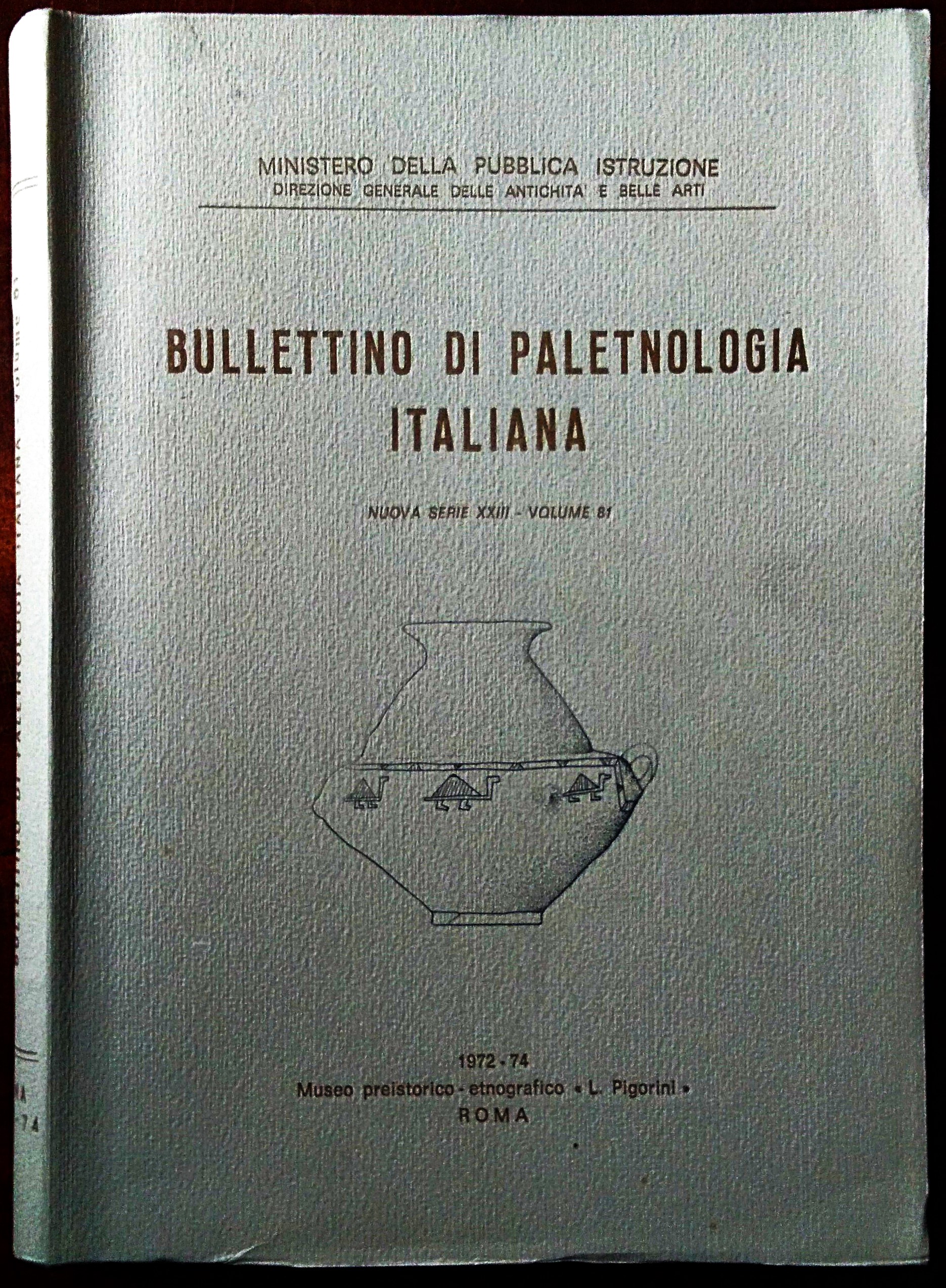 Bollettino di Paletnologia Italiana. Nuova Serie XXIII - Volume 81.