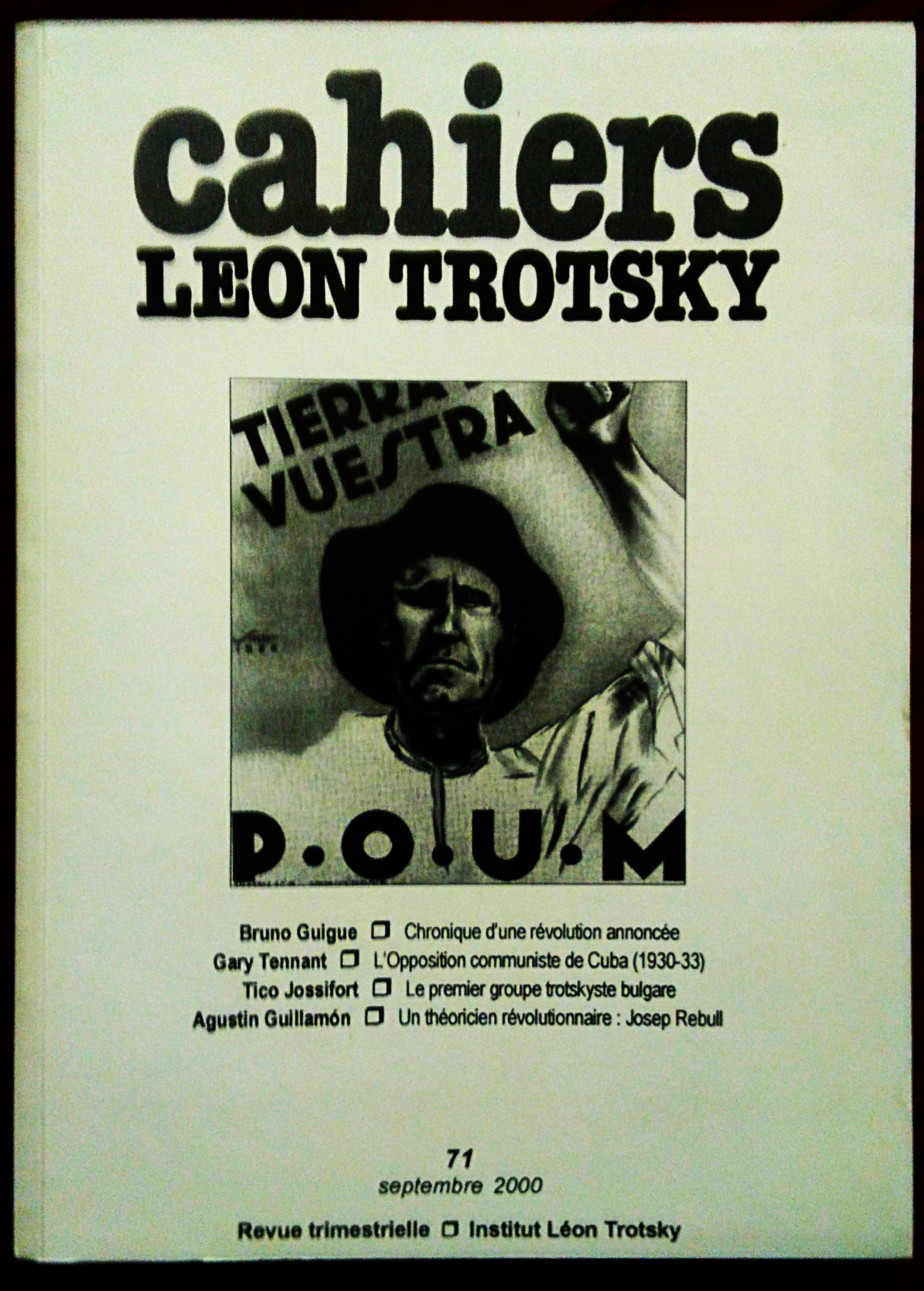 Cahiers Léon Trotsky N. 71 septembre 2000.