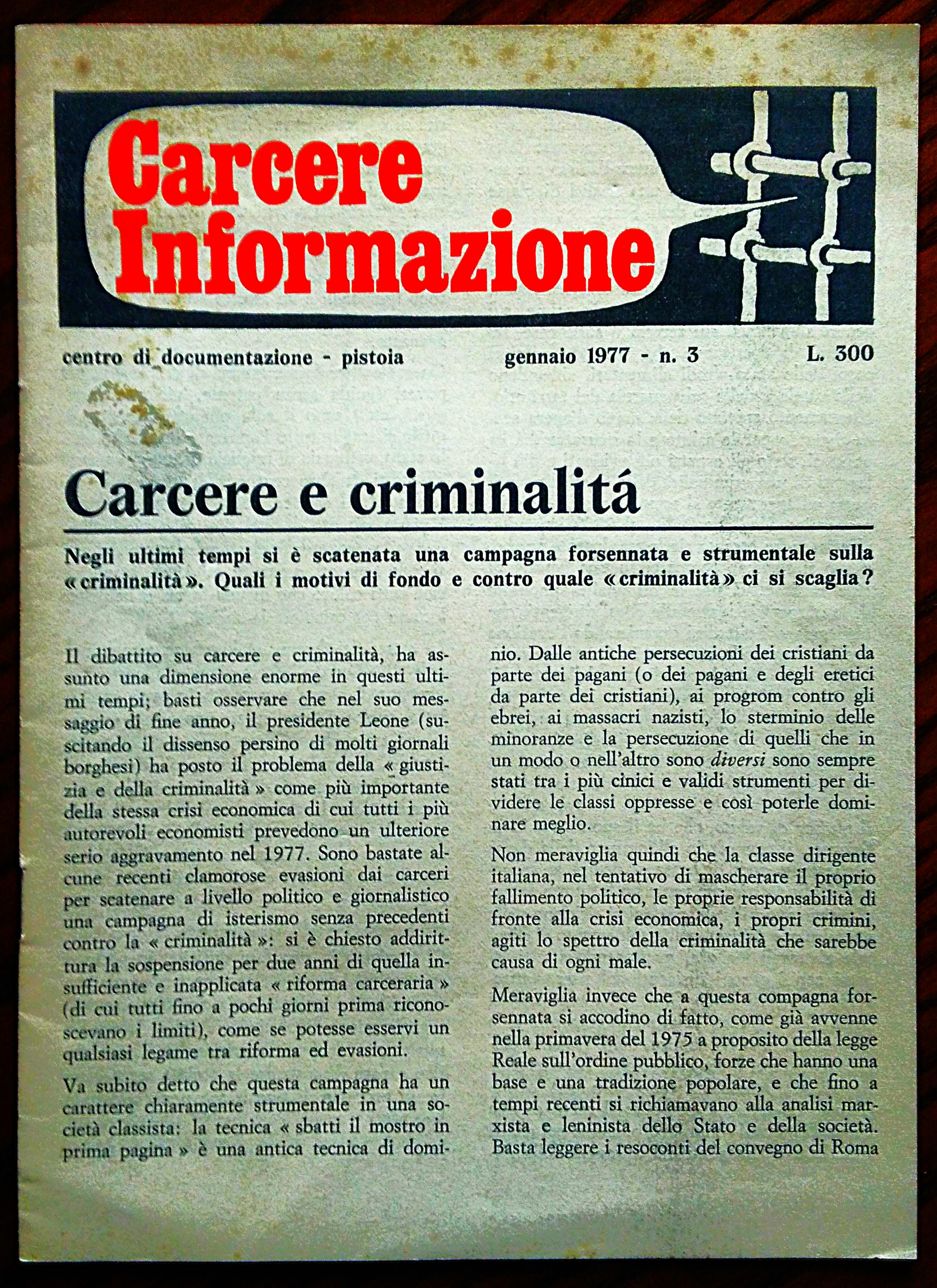 Carcere Informazione. gennaio 1977 - n. 3.