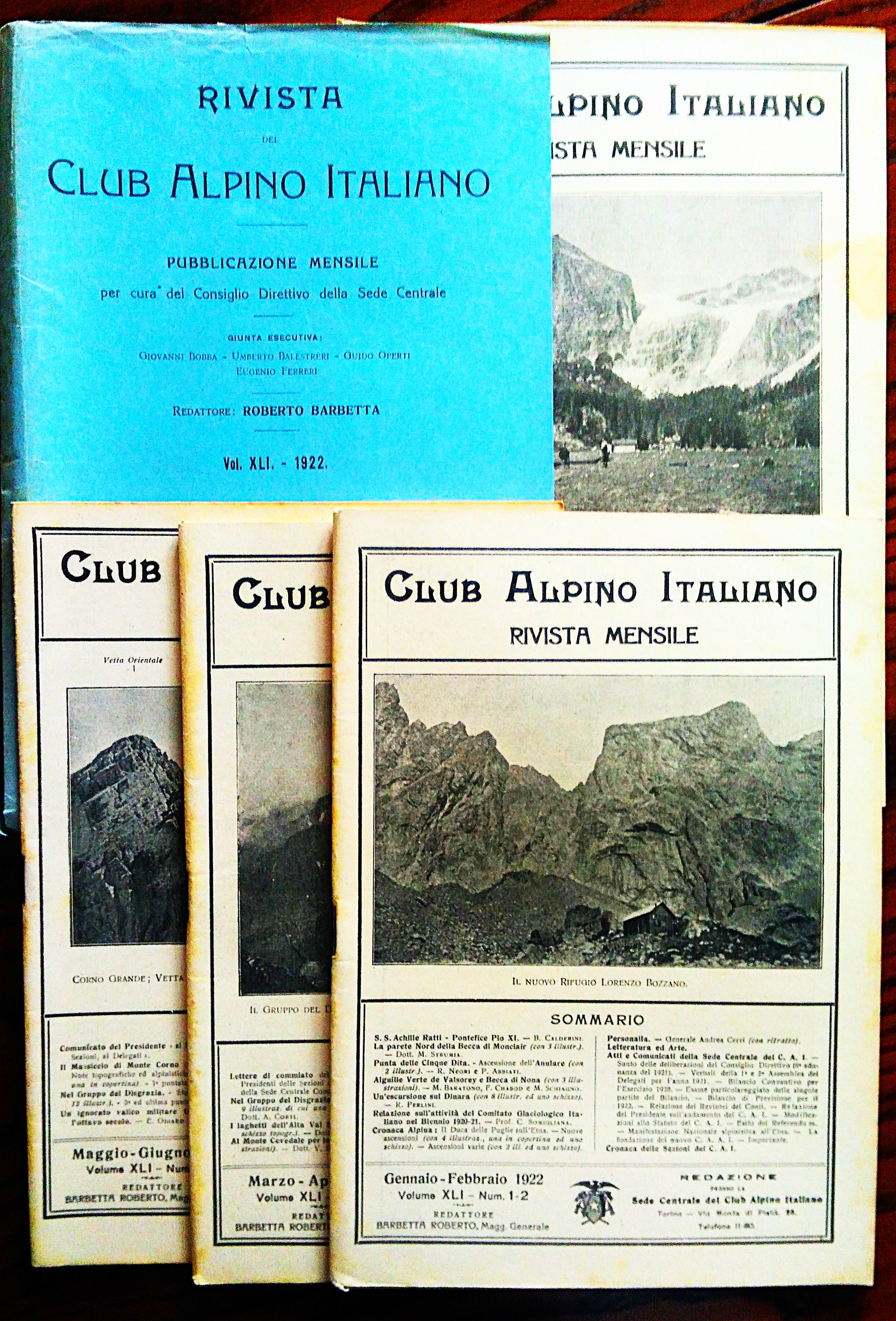 Club Alpino Italiano. Rivista mensile. Redattore Roberto Barbetta. Vol. XLI, …