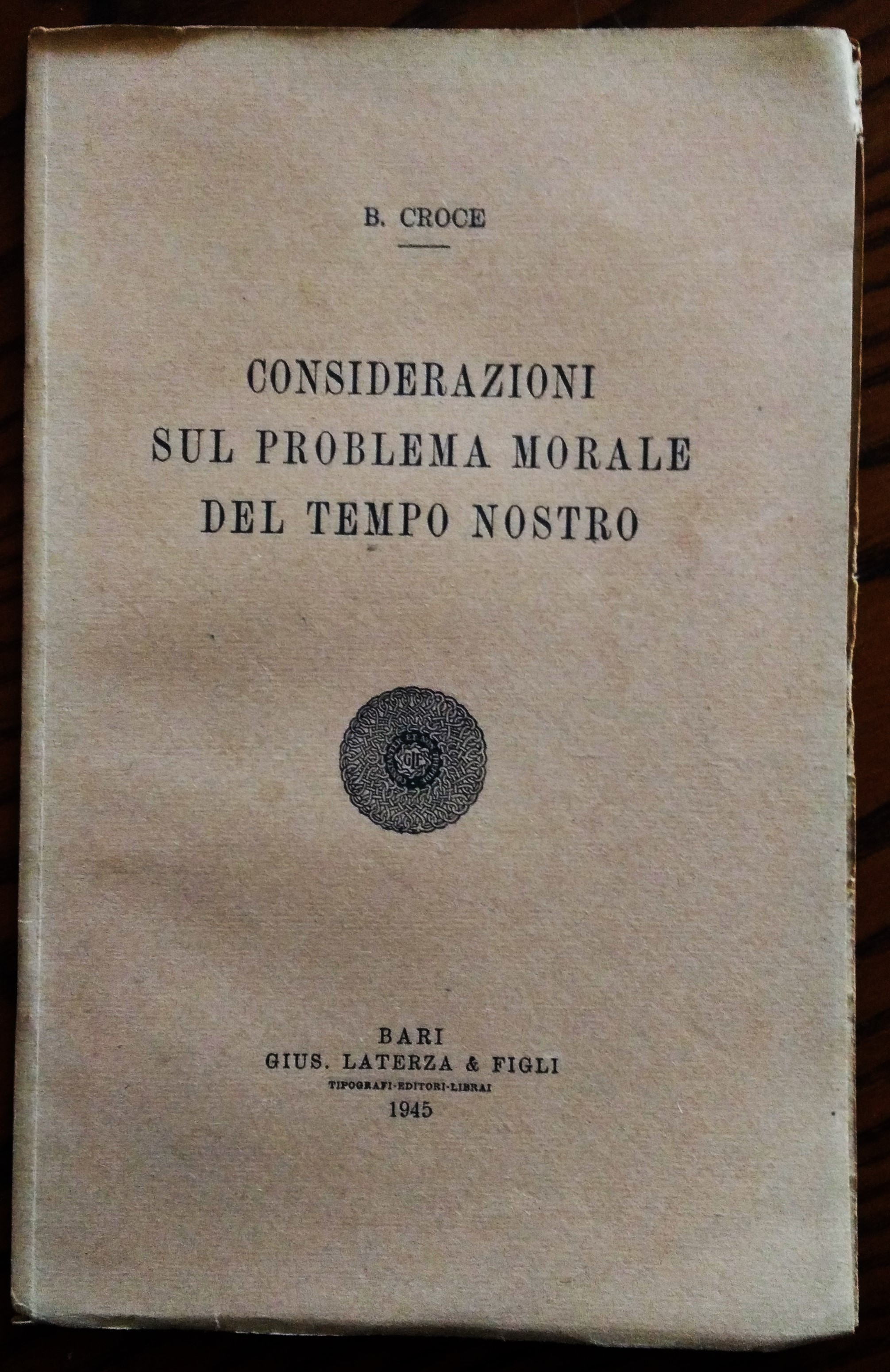 Considerazioni sul problema morale del nostro tempo.