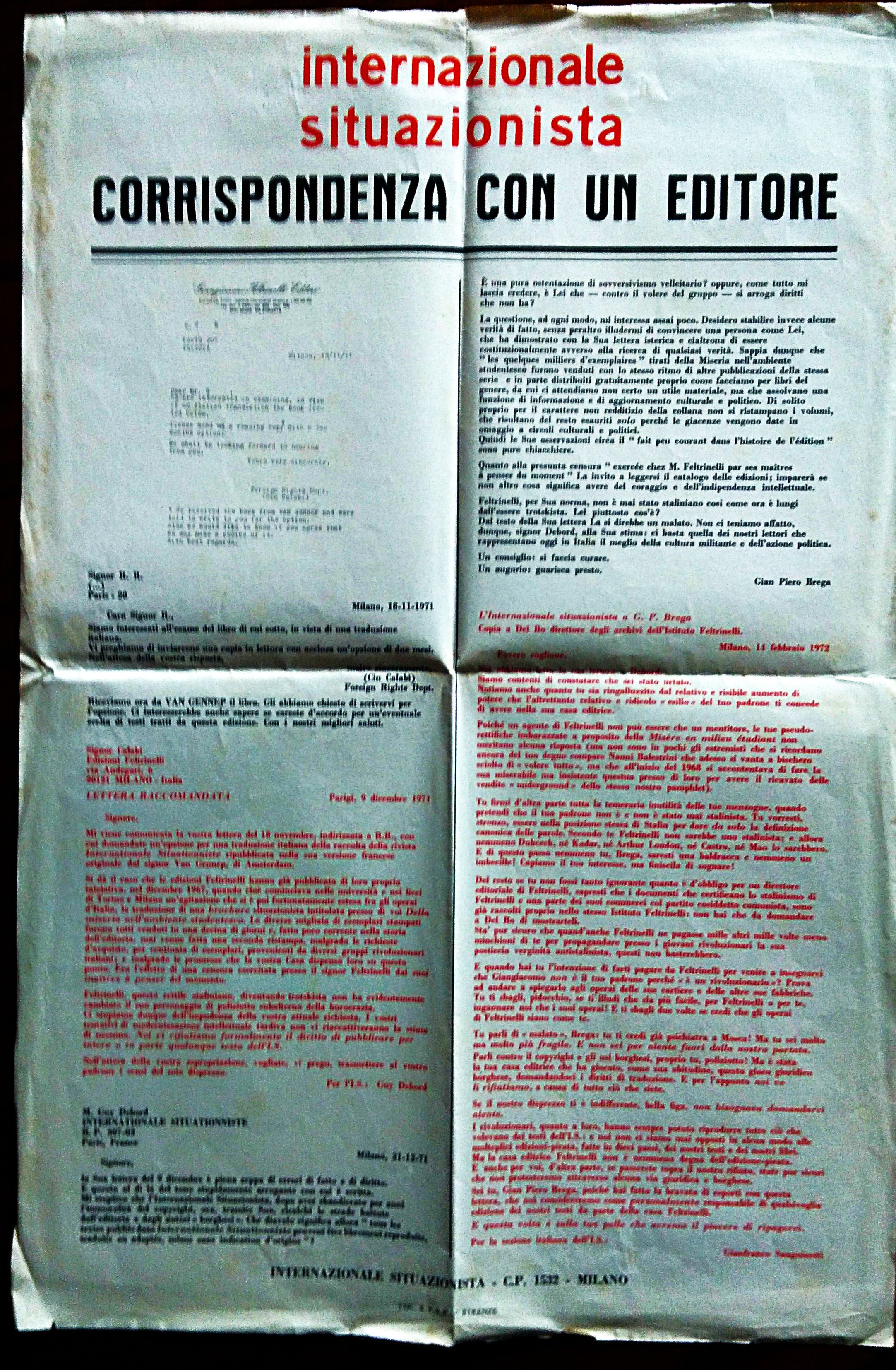 Corrispondenza con un editore.