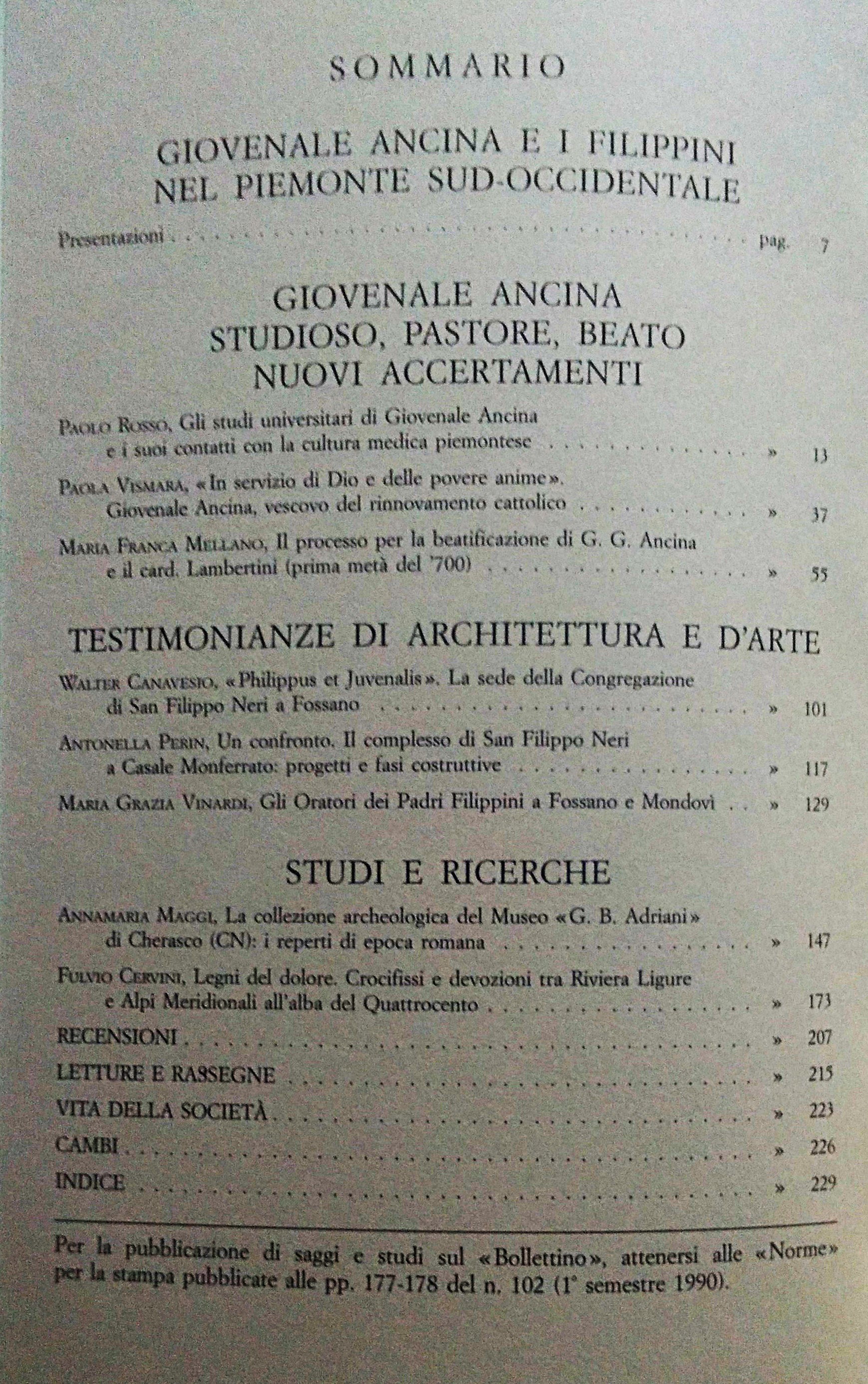 GIOVENALE ANCINA E I FILIPPINI NEL PIEMONTE SUD-OCCIDENTALE. . Bollettino …