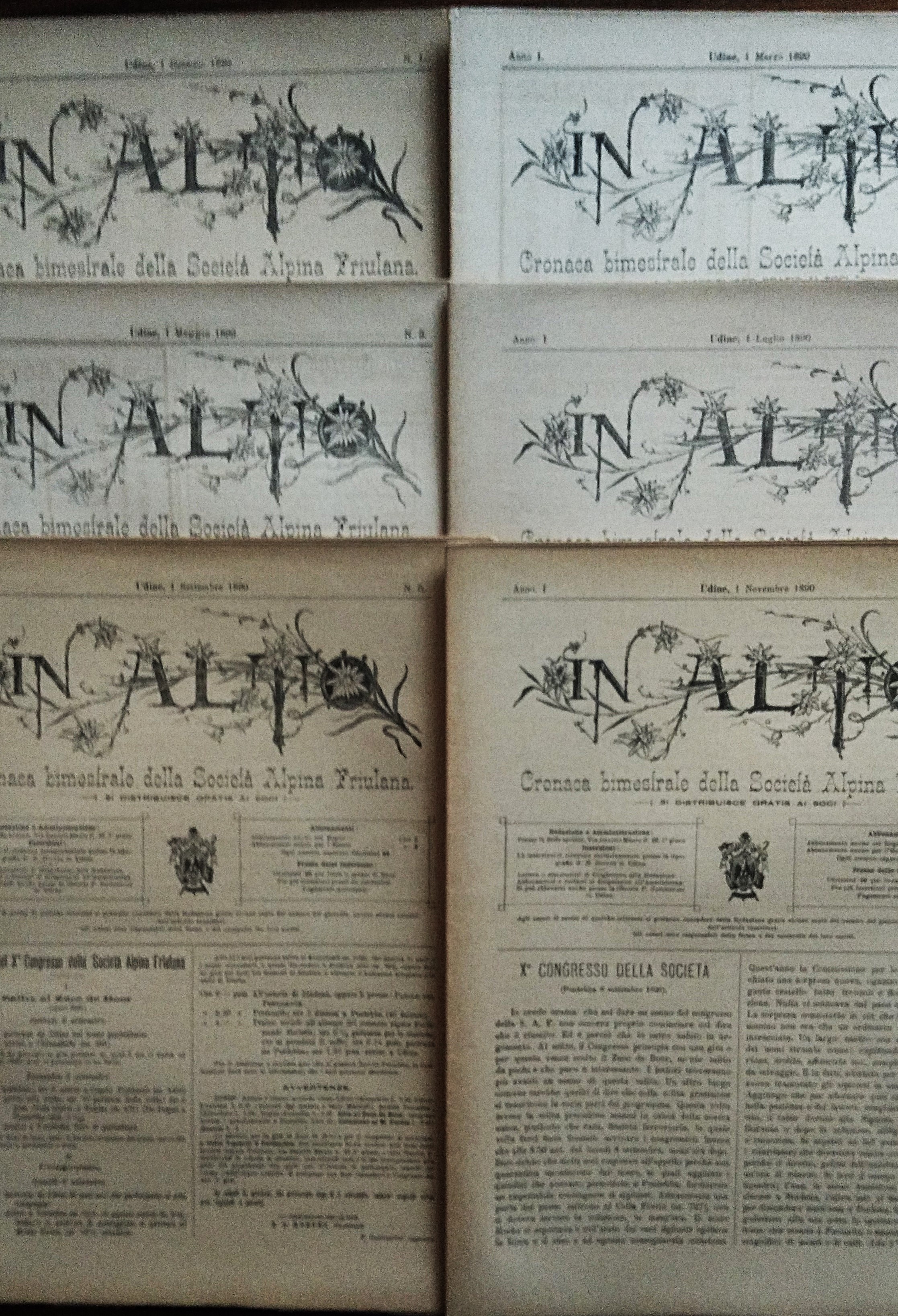 IN ALTO. Cronaca bimestrale della Società Alpina Friulana. Francesco Roncoroni …