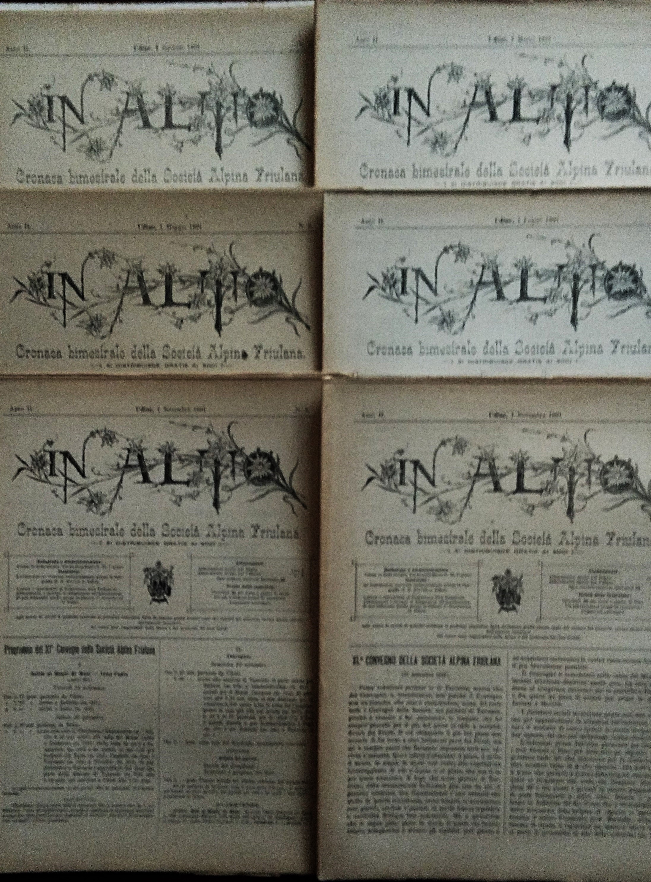 IN ALTO. Cronaca bimestrale della Società Alpina Friulana. Francesco Roncoroni …