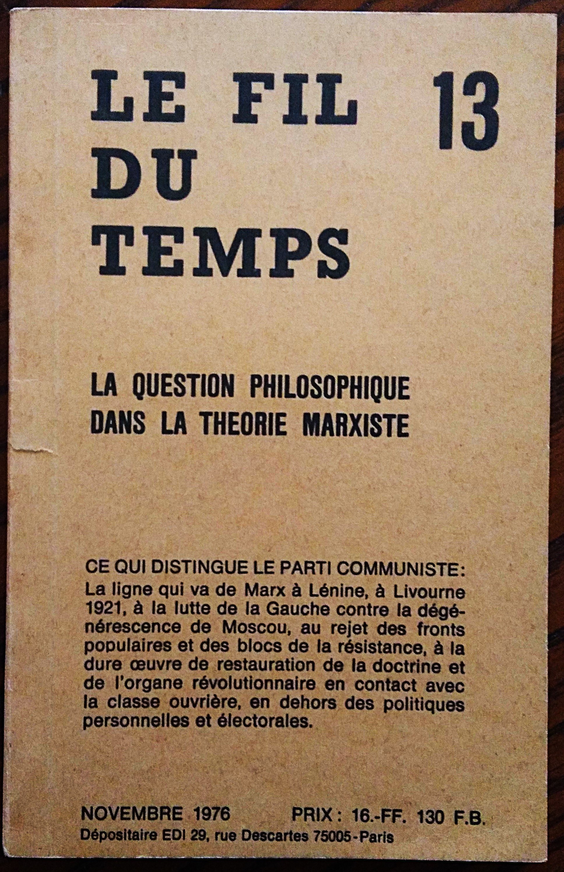 Le Fil du Temps 13. La question philosophique dans la …