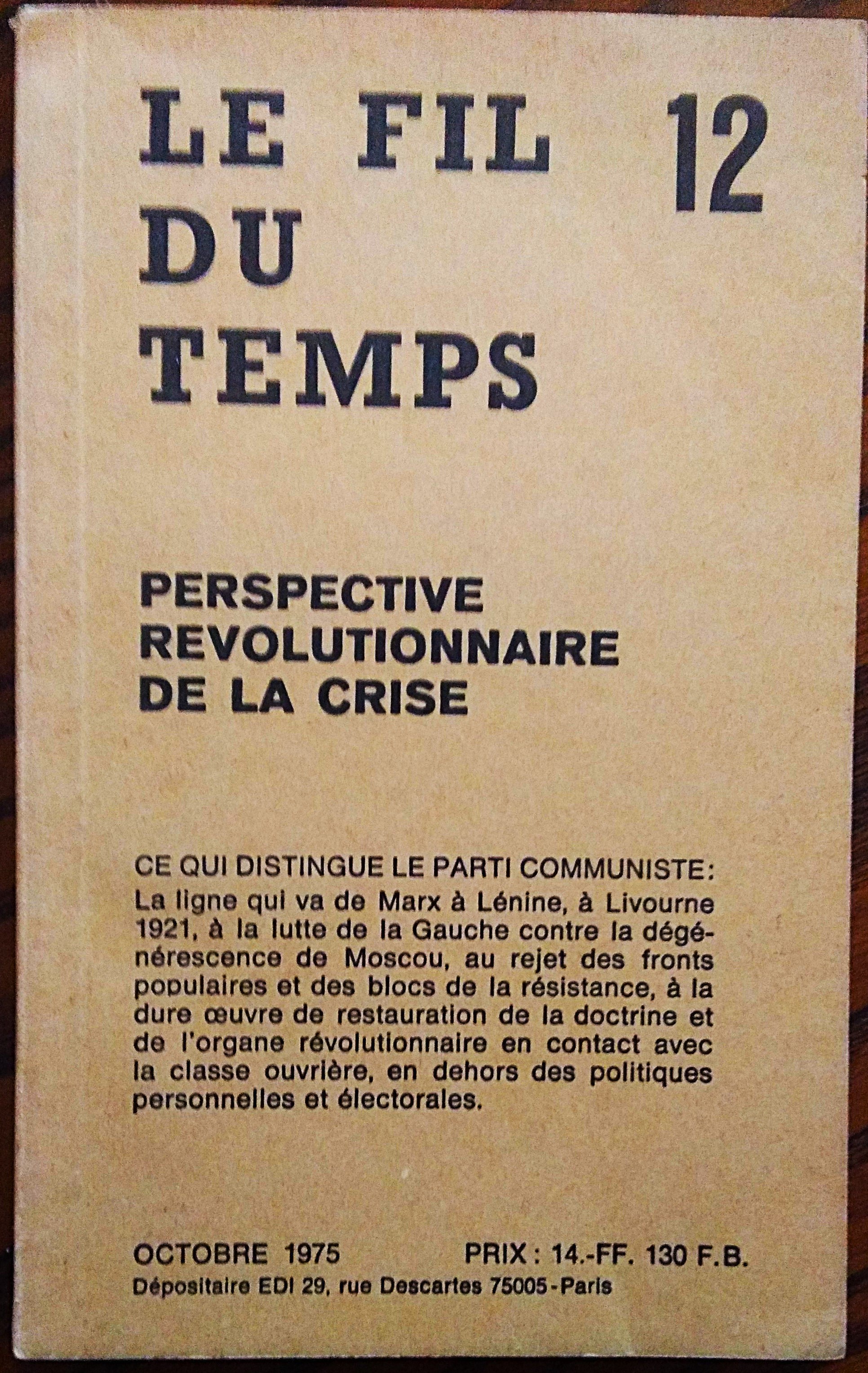 Le fil du temps N° 12. Perspective révolutionnaire de la …