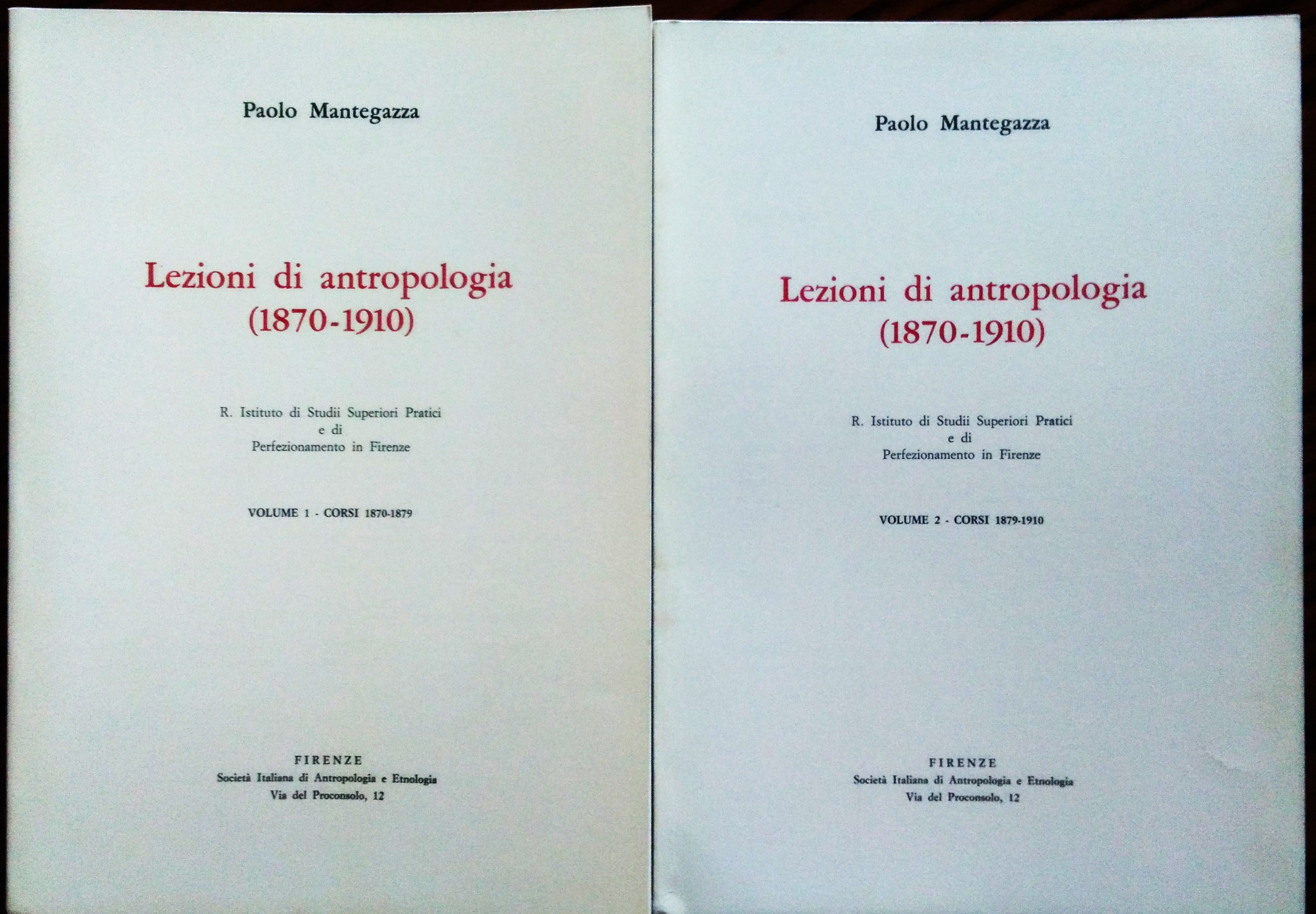 Lezioni di Antropologia 1870-1910.