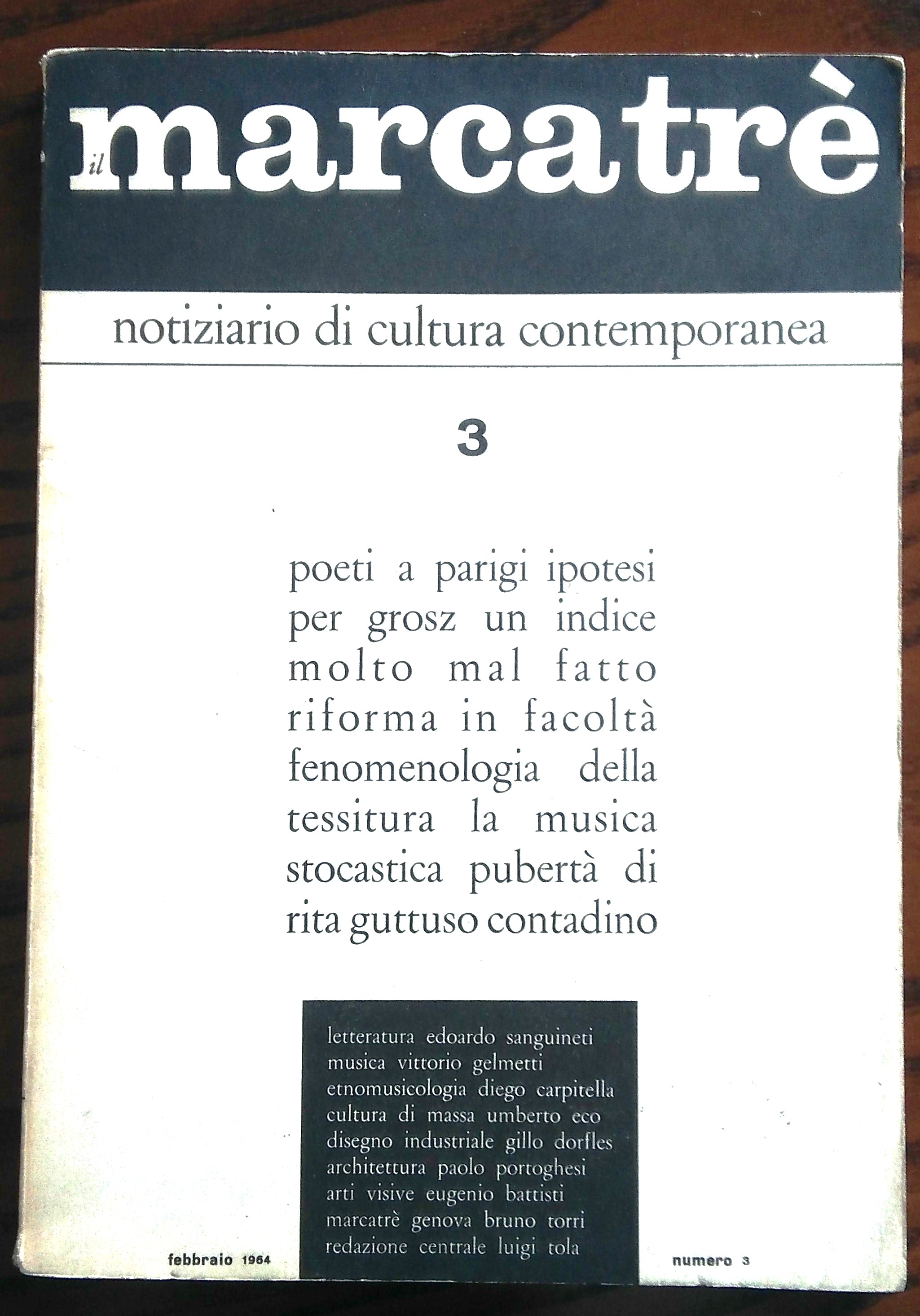 Marcatrè. Notiziario di cultura contemporanea. Febbraio 1964, Numero 3.