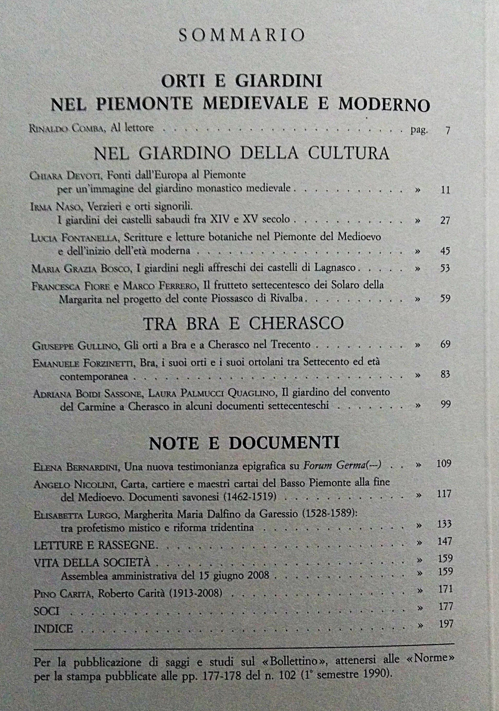 ORTI E GIARDINI NEL PIEMONTE MEDIEVALE E MODERNO. Atti del …