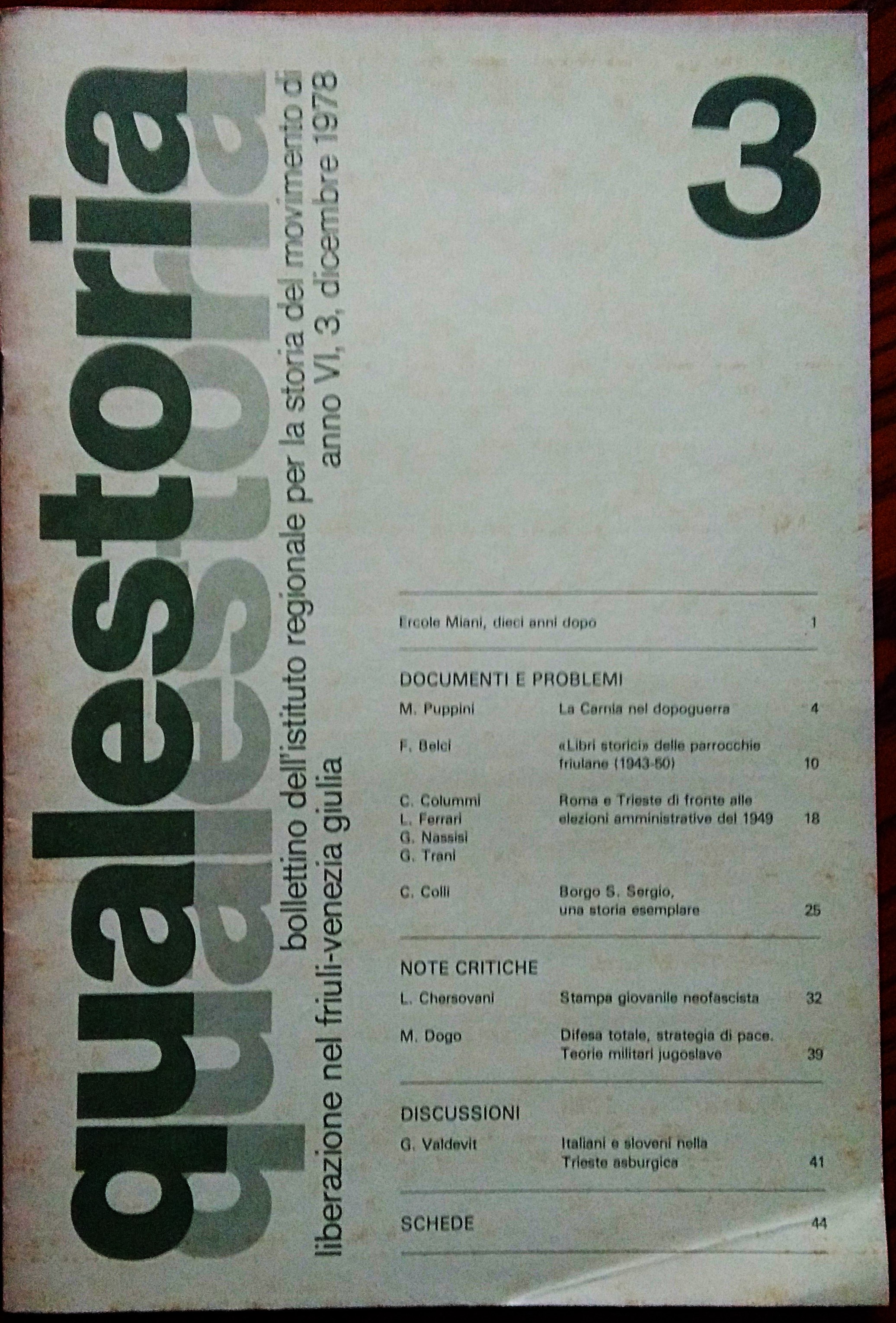 Quale Storia. Bollettino dell' Istituto Regionale per la Storia del …