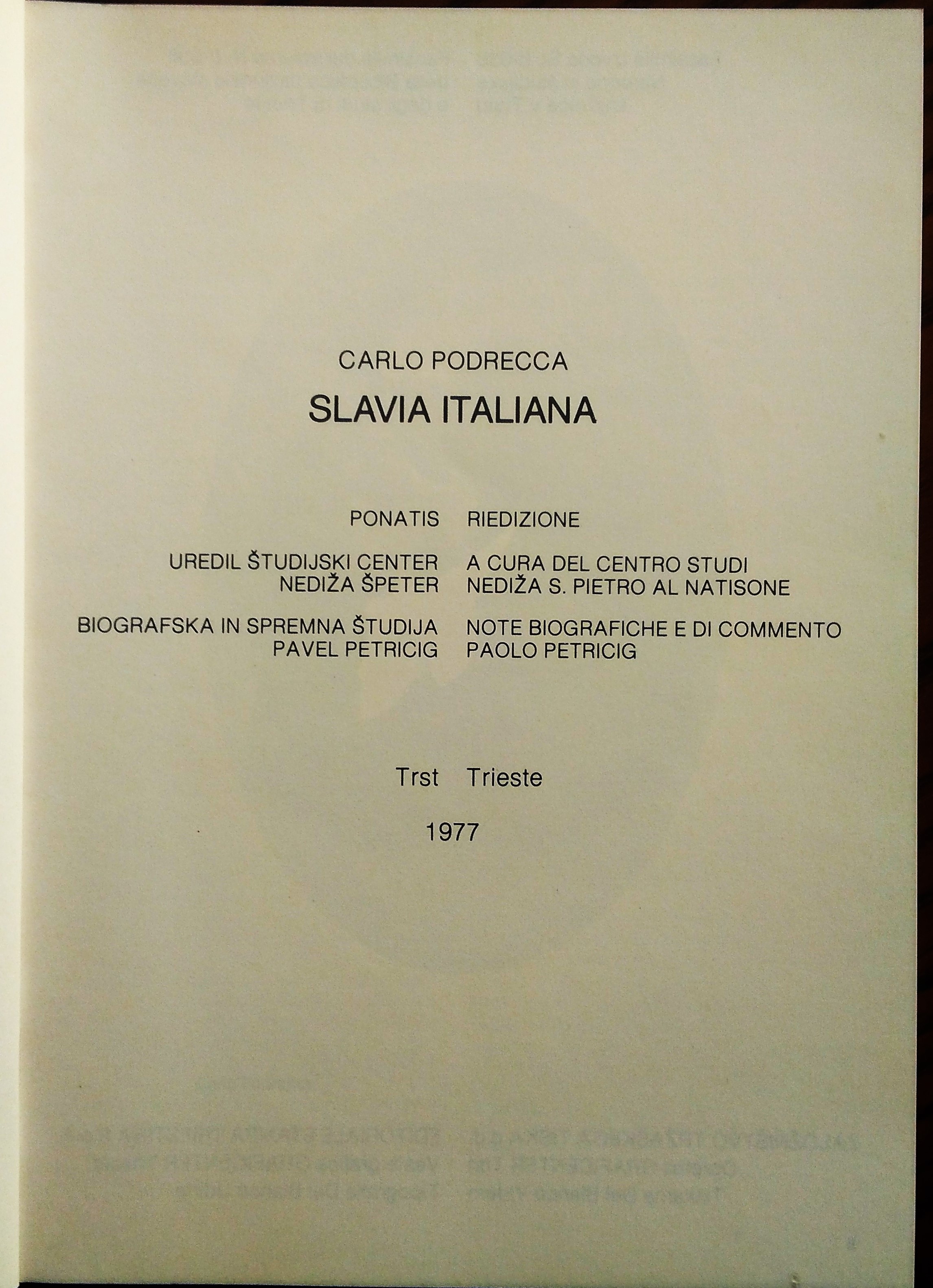 Slavia Italiana. Riedizione a cura del Centro Studi Nediza S. …