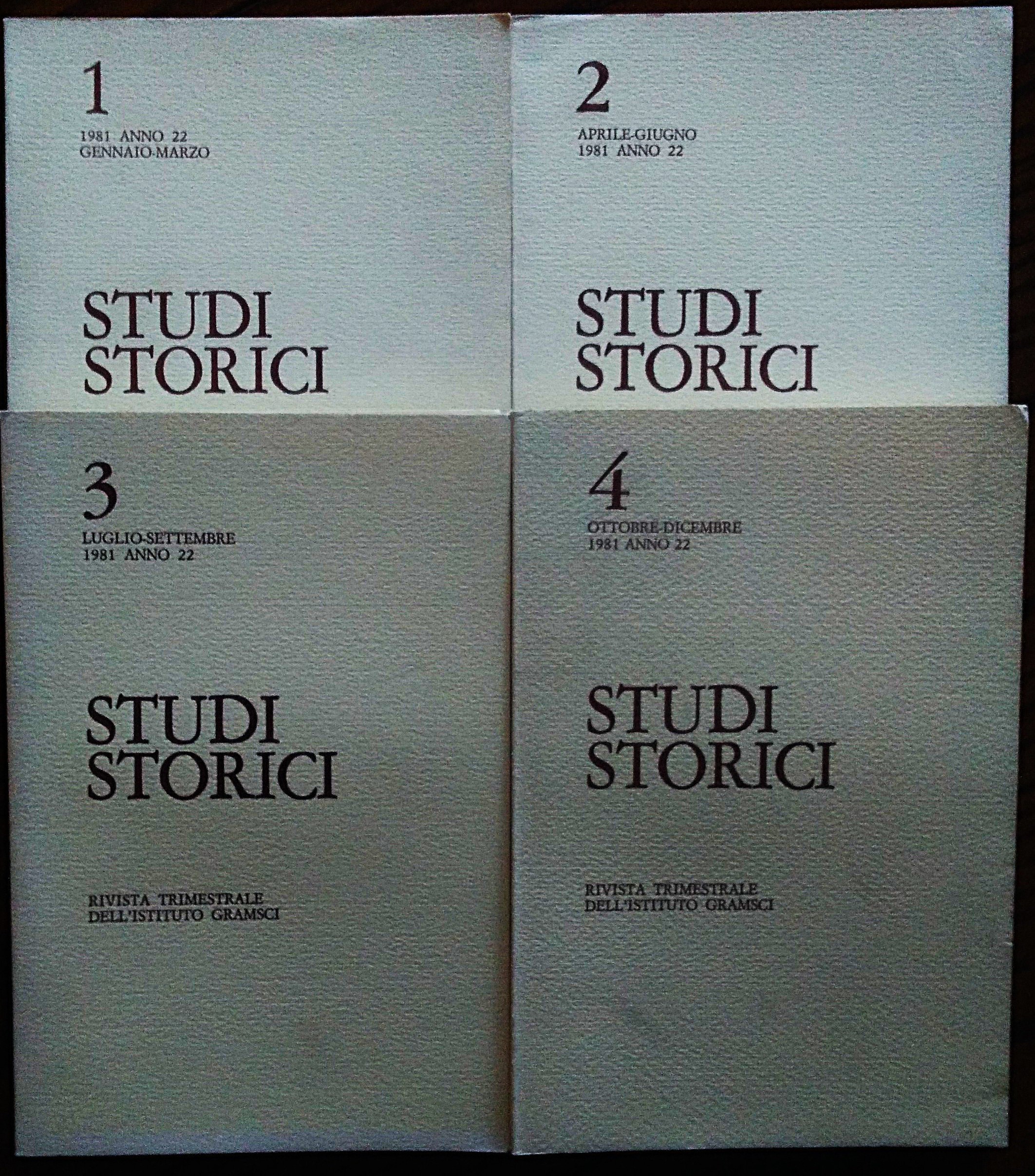 Studi storici. Anno 22, 1981.