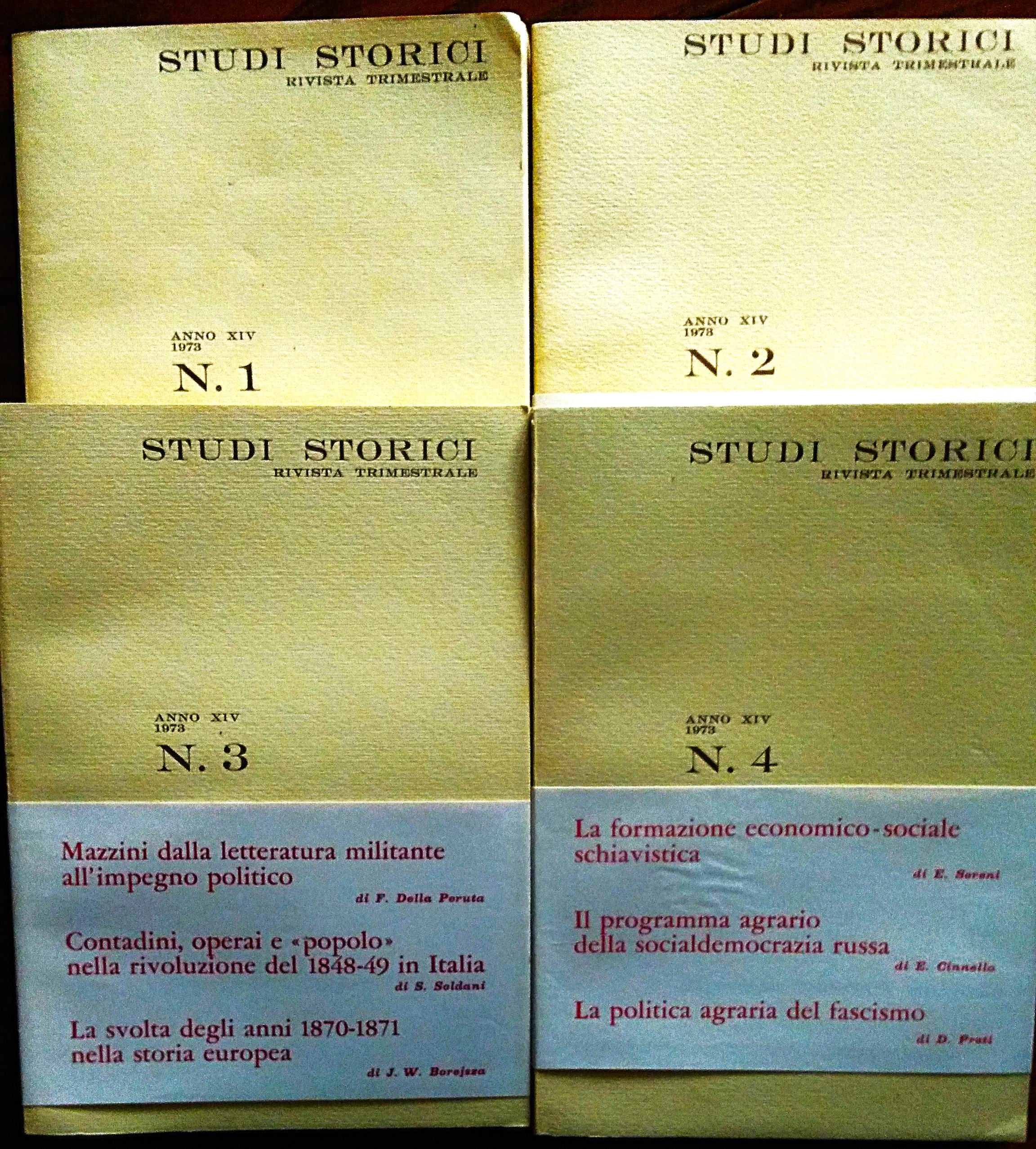 Studi storici anno XIV, 1973.