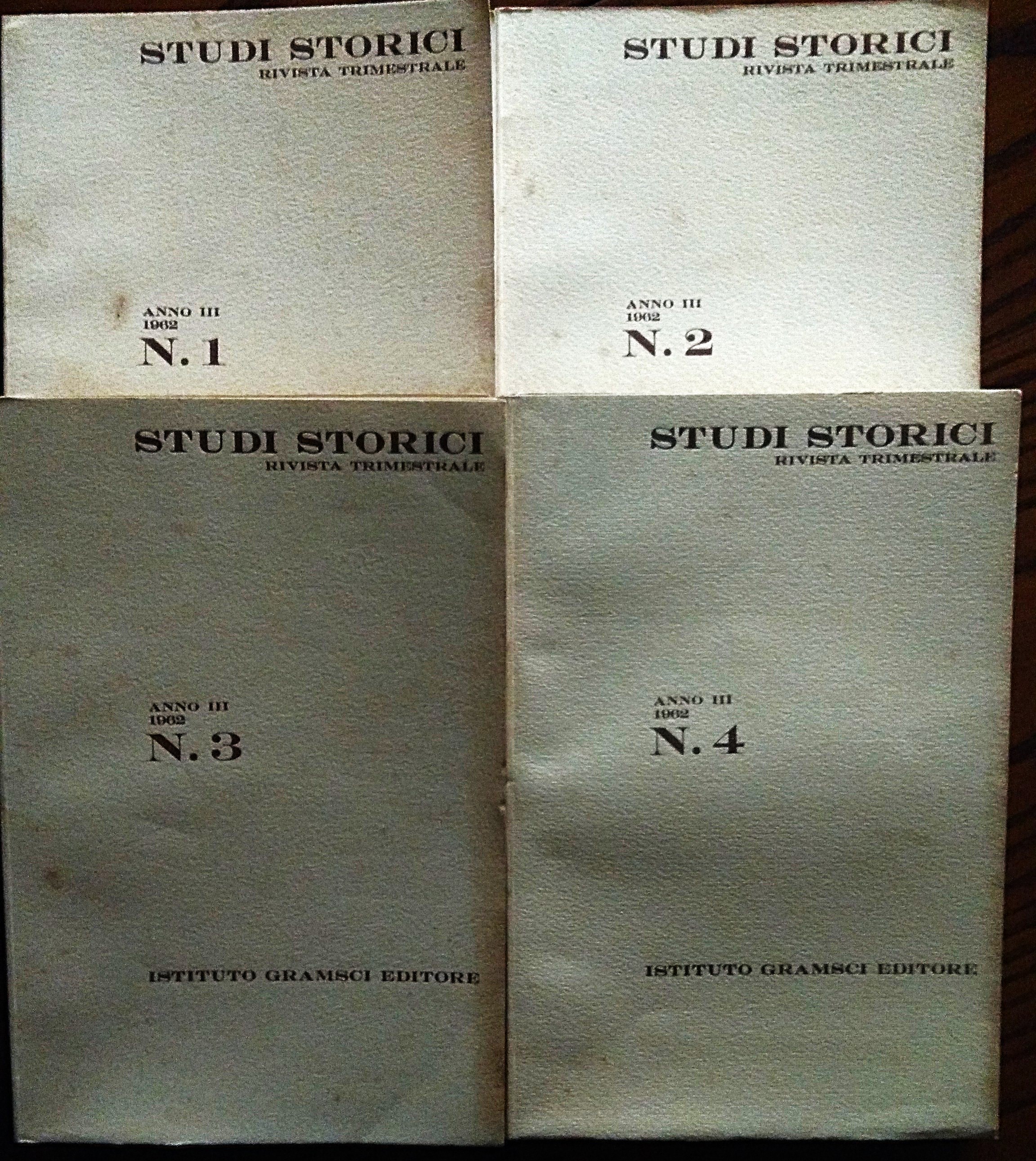 Studi storici. Rivista trimestrale Anno III, 1962.