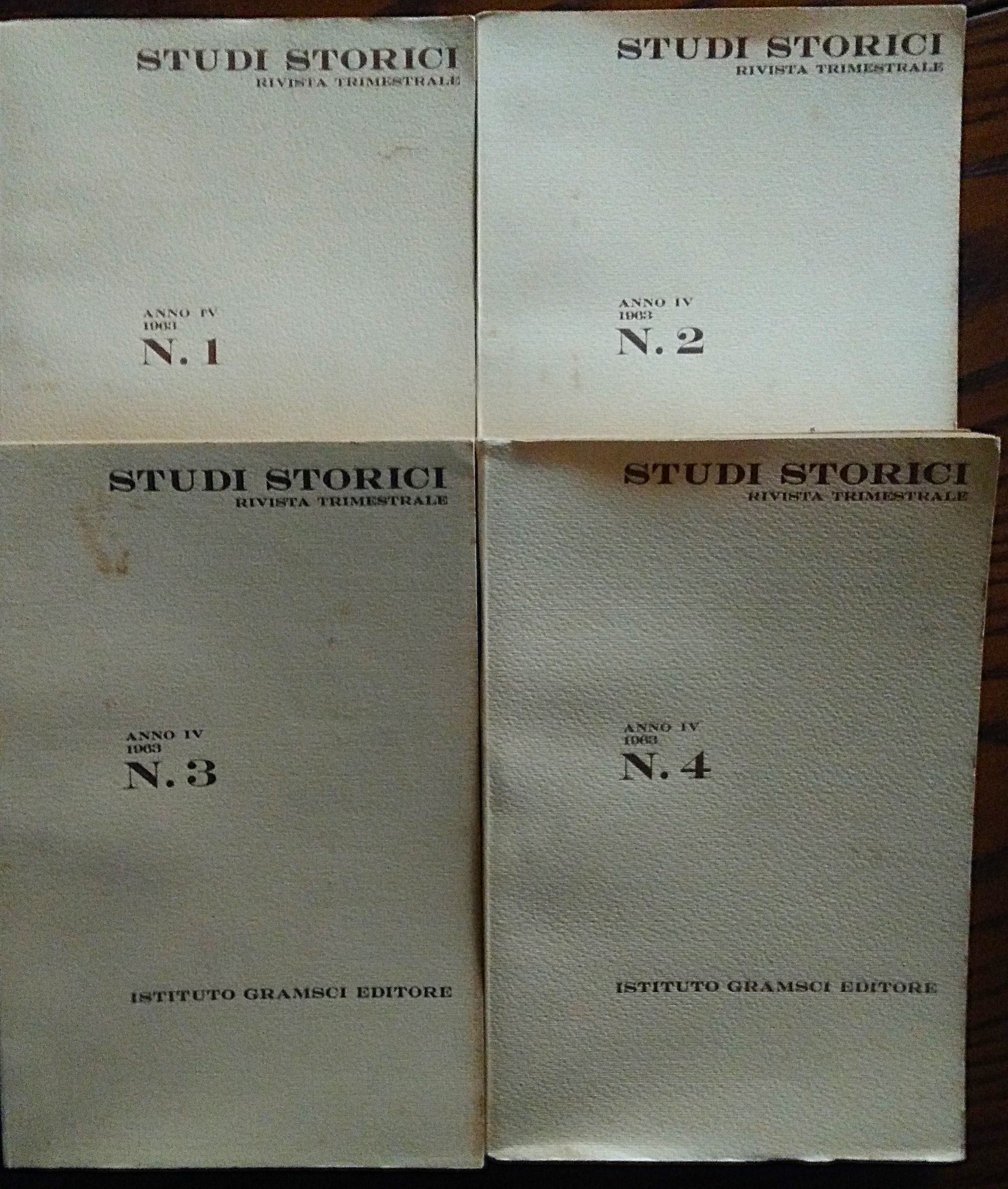 Studi storici. Rivista trimestrale Anno IV, 1963