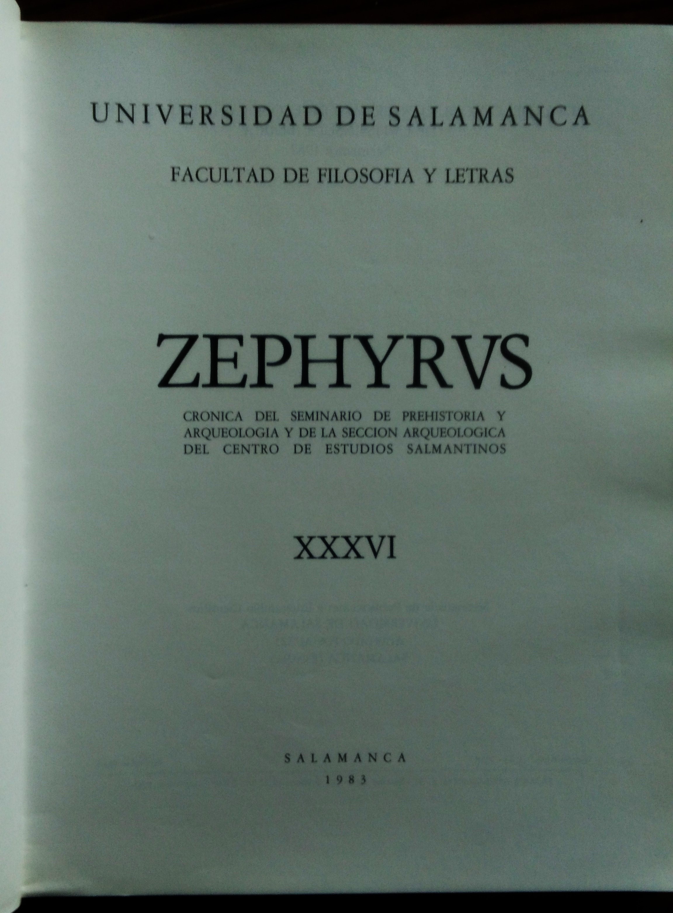 Zephyrus - Cronica del Seminario de Prehistoria y Arqueologia y …