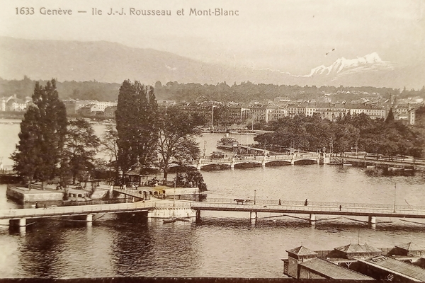 Cartolina - Geneve - J. J. Rousseau et Mont Blanc …